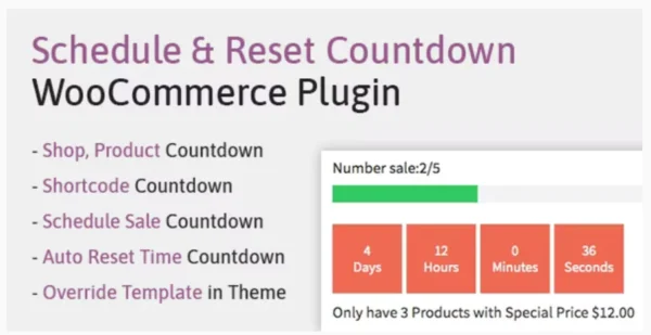 Schedule, Reset Countdown Plugin WooCommerce WooCP